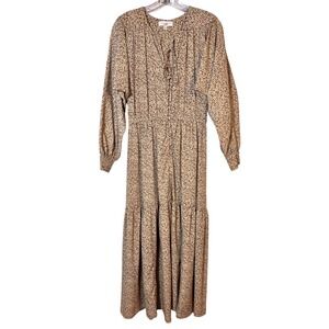 Sweet Baby Jamie Floral Print Maxi Dress Boho Cottagecore Long Sleeve Peasant